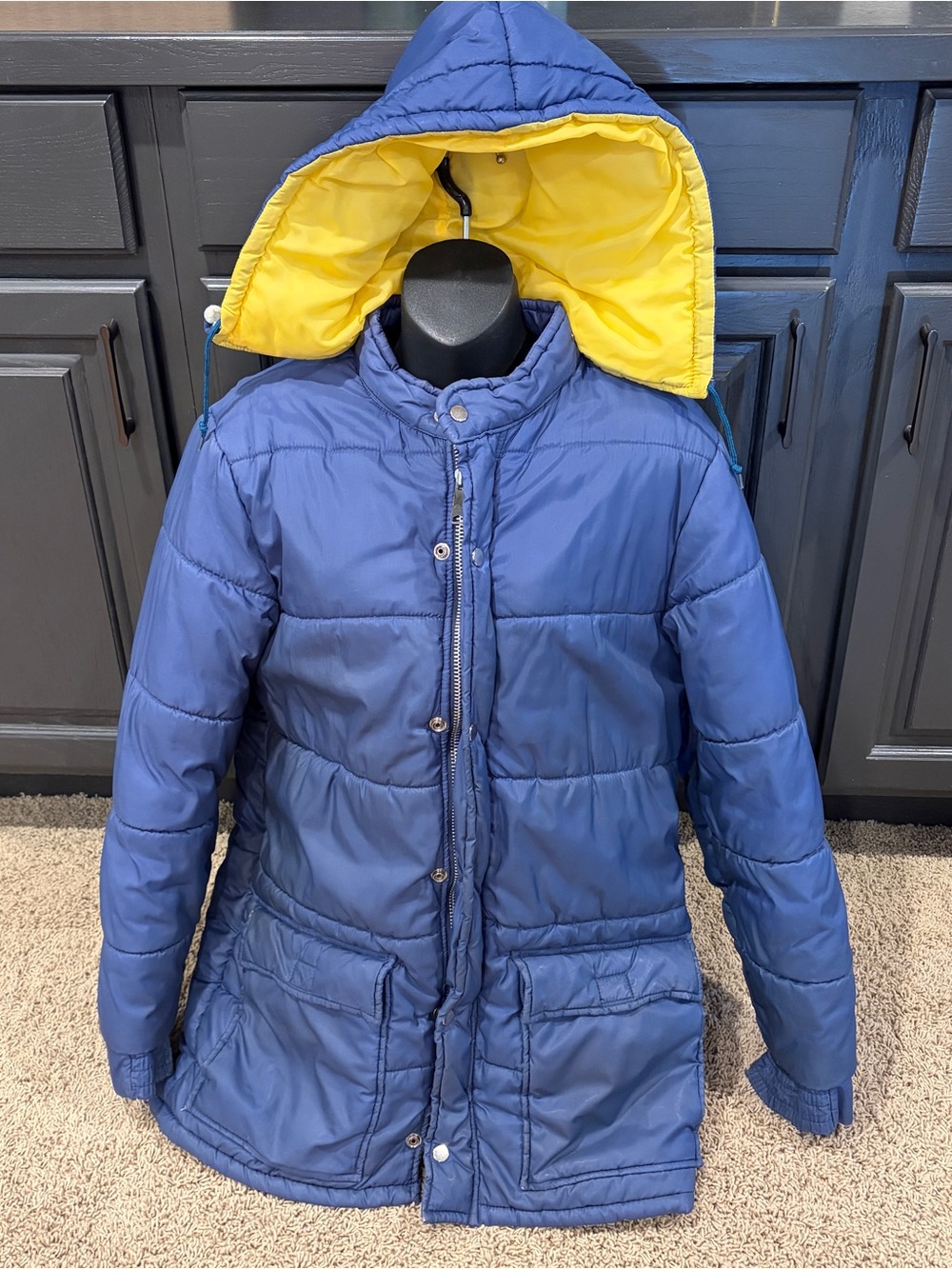 Vintage Montgomery Ward Puffer Coat Blue Size Small